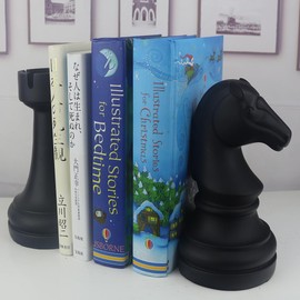 Bookends for Shelves Non Skid Resin Chess Book Ends Decorative Bookends Unique Abstract Art Desgin Book Stopper Book Shelf Holder for Home Office Great Gift for Book Lovers