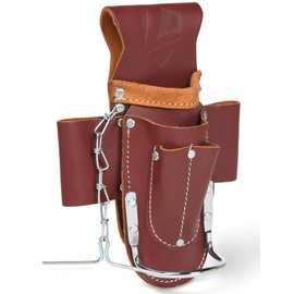 Heavy-Duty Full Grain Leather Tool Belt for Electricians – Multi-Pouch Construction Work Gear with Key Clip, Durable Carpenter Utility Belt for Men (Style 3, Standard)