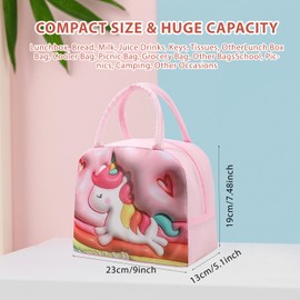 YumSur Lunch Bag Insulated Tote Bag Lunch Box,Reusable Cartoon Insulated Lunchbag for Girls Boys Students Kids Travel Picnic School