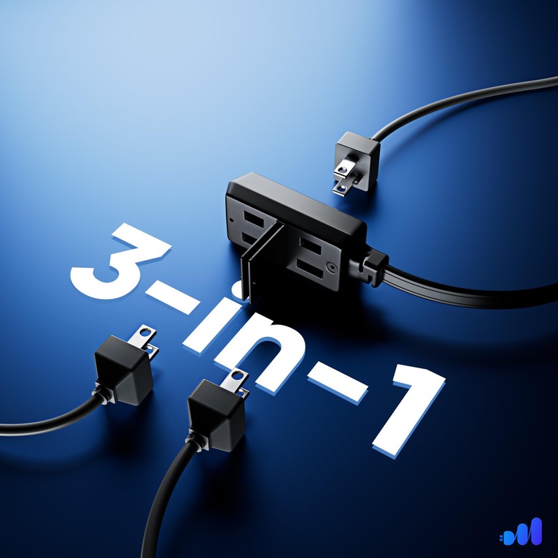 Maximm 15 Ft Extension Cord, 2 Prong, 360° Rotating Flat