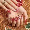 Bufenia Christmas Snowflake Almond Short Shiny Oval Press On Nails