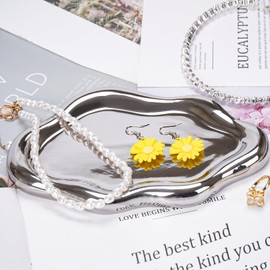 BIGPIPI Ceramic Jewelry Tray Dish for Ring Key Trinket, Cute Cloud Shape Decorative Jewelry Plate Holder for Women Gift (Silver), 7.6+ x 5 x 0.6