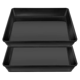 LWALRS Square Plant Saucer 20 22 Inch 2 Pack, Extra Large Plant Saucers, Deep Plant Trays for Pots, Heavy Plastic Water Tray Tor Plants, Planters for Indoors and Outdoors Plants (20 inch Black)