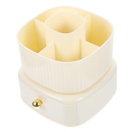 WOONEKY Rotating Makeup Brush Holder Organizer Drawer Spinning Design for Cosmetics and Jewelry Storage Double Structure Compact Desktop