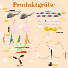 15pcs Cat Toy, Interactive Cat Toy Self-Employment, Toy Set for Cats with Feathers, Balls and Suction Cup, Ideal for Indoor Cats and Multi-Cat Households