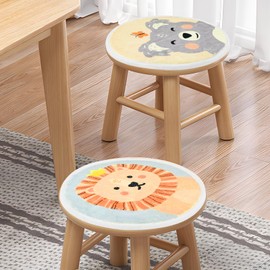Yibang 2 Pieces Round Seat Cushion Chair Set Cartoon Animal Floor Cushion Seat Cushion Children's Room Chair Cushion Seat Cushion Round 30 x 30 cm Soft Seat Cushion Felt Round Children's Cushion