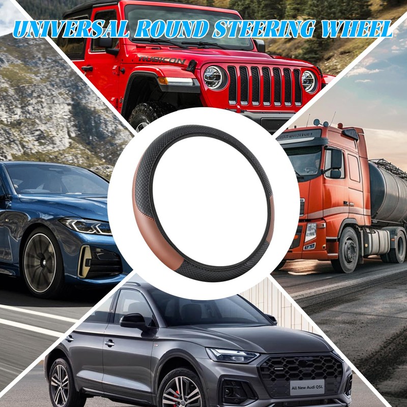 Car Steering Wheel Cover, Elastic Stretch Leather Non-Slip Vehicle Steering