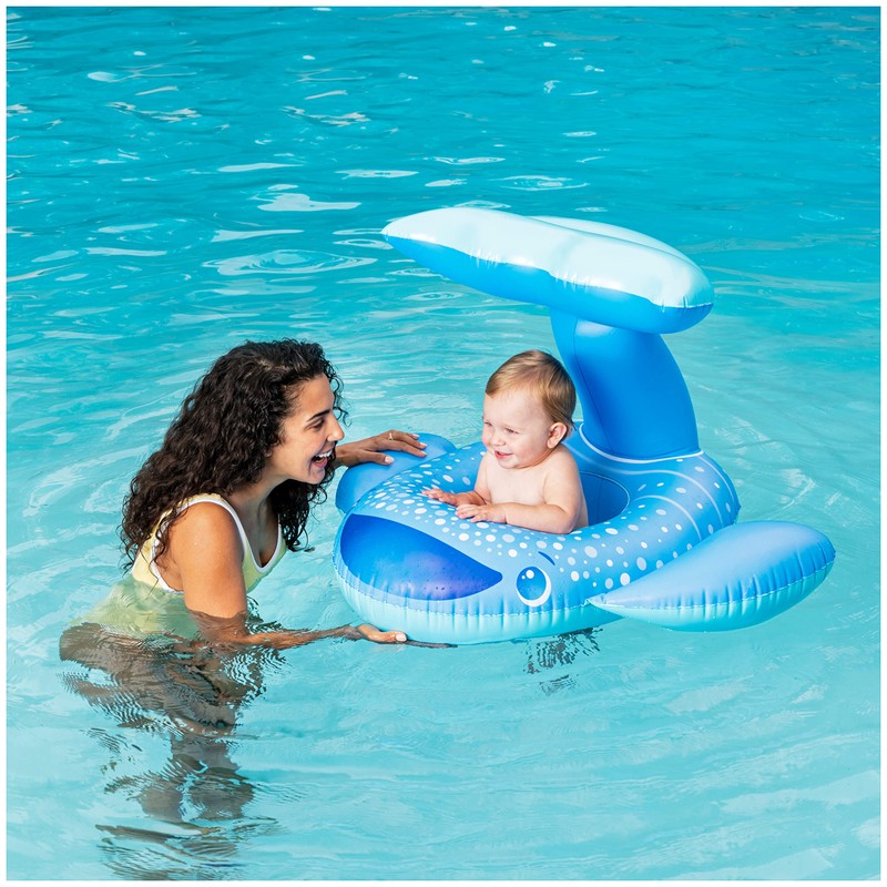 Swimways Sun Canopy Baby Boat, Inflatable Baby Pool Float &