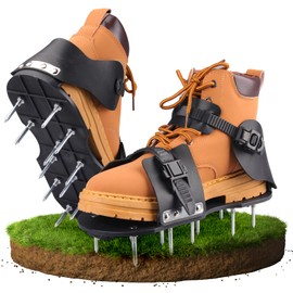 Lawn Aerator Shoes, Aerator Shoes with Adjustable Loop Strap and Snap-On Buckle, with 26 Stainless Steel Nails Lawn Aerator Shoes for Lawn Soil Aeration for Patios, Gardens, Lawns