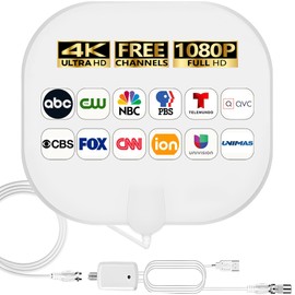 TV Antenna Indoor for Local Channels - 4K HD Amplified Digital HDTV Antenna with Signal Booster - 360° Long Reception TV Aerial Support All Types TV