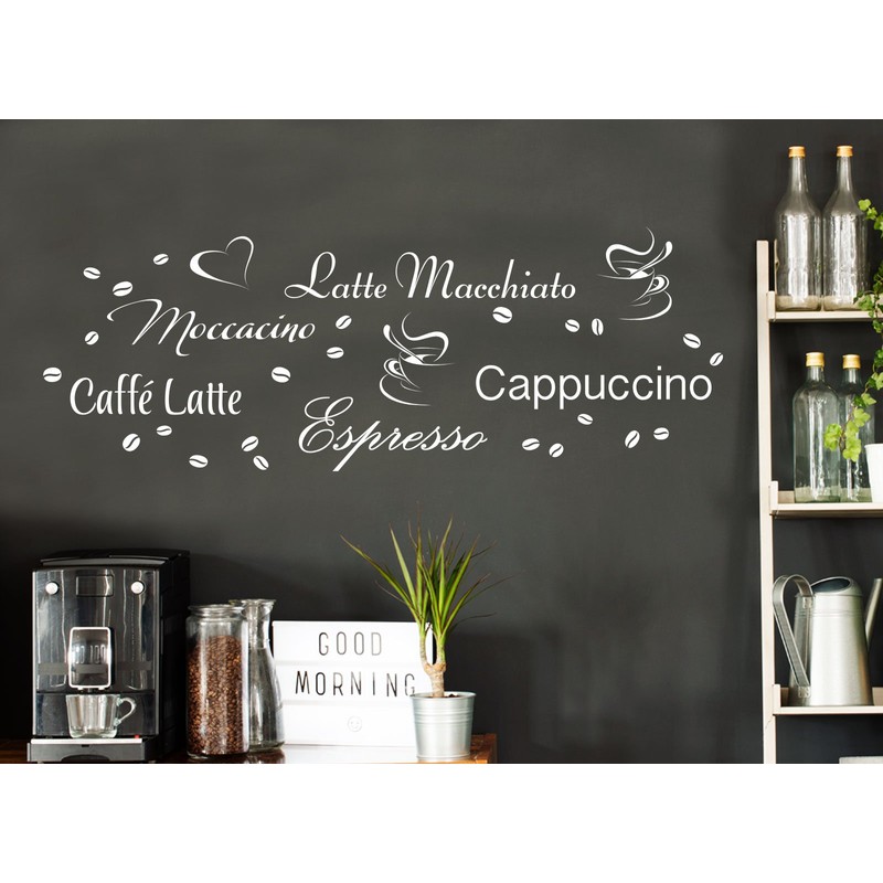 Grandora W3047 Wall Tattoo Kinds of Coffee Latte Caffe Kitchen
