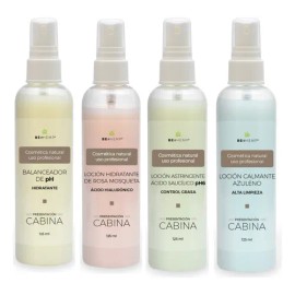 Kit 4 Lociones, Balanceador Ph, Astringente, Rosas, Azuleno Beohemp