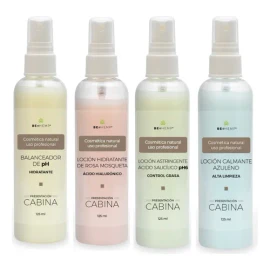 Kit 4 Lociones, Balanceador Ph, Astringente, Rosas, Azuleno Beohemp