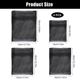 Set of 4 black laundry net for washing machine, laundry bags, washing machine, mesh laundry bag, laundry net with zip, protects clothes in washing machine, for delicates, curtains, fleece blankets,