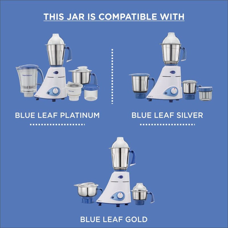 Preethi 0.4-Liter Grind n' Store Blue Leaf Chutney Jar