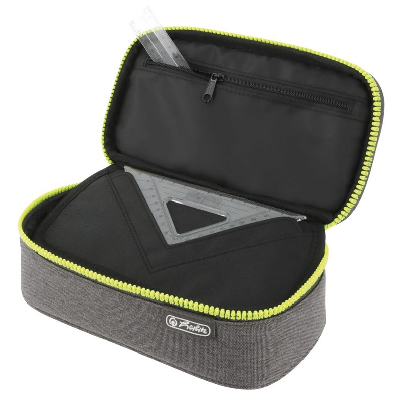 Herlitz Beatbox Pencil Case, Grey/Yellow, Pack of 1, Grey/Yellow, Pencil
