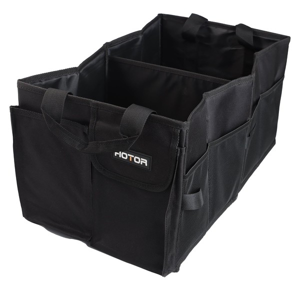 HOTOR Faltbarer Kofferraum-Organizer, schwarz, 2 Fächer, 54,4 × 32,3 ×