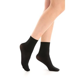 Gi&Gi 6 Pairs Ladies 60 Denier Medium Length Purple & Black Microfiber Socks, black, One size fits all