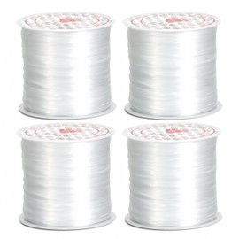 4 Rolls 1mm Elastic String for Bracelets White 656Ft Stretchy Cords Stretch Bead Cord Elastic Beading Thread for Bracelet Necklaces Clay Beads Jewelry Making