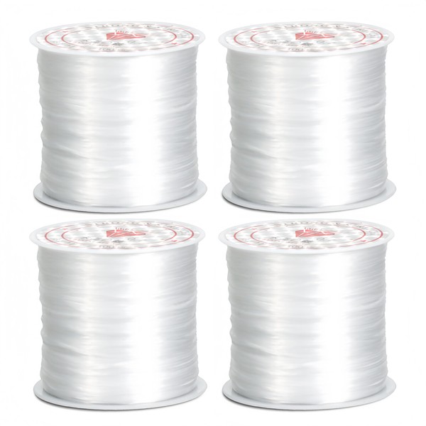4 Rolls 1mm Elastic String for Bracelets White 656Ft Stretchy
