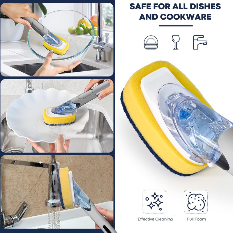 Dish Brush with Soap Dispenser Storage Set with 2 PCS