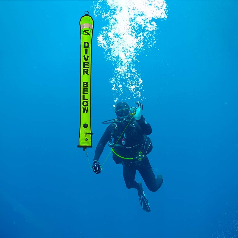 Seafard 5ft Yellow Scuba Diving Open Bottom Surface Marker Buoy