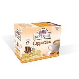 Grove Square Cappuccino, Caramel, 24 Single Serve Cups by Grove Square Cappuccino