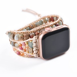 NUZUJX 3 Wrap Handmade Beaded Boho Watch Bracelet Band Compatible with iWatch 38mm/40mm/41mm/42mm/44mm/45mm-Watch Strap for Iwatch Series 8/7/6/5/4/3/2/1/SE