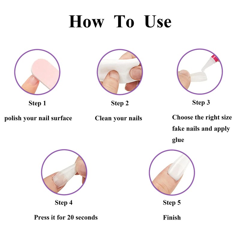 MERVF Press on Nails Almond Medium Blue Ombre French Tip