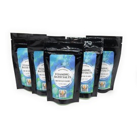 Wildfire Aromatics - Foaming Bath Salts gift sets, bubble bath dust, Made in Canada with essential oils (2.7 oz trial size set of 5, Muscle Ease (eucalyptus menthol))