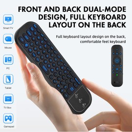 GREVA Fernbedienung mit Tastatur und Maus Funktion, Kabellose Bluetooth Fernbedienung TV Ersatz, IR Fernbedienung Universal mit IR-Lernfunktion für Android Smart TV Box, Projektor, HTPC