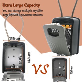 Extra Large Key Storage Security Lock,V-Resourcing Re-settable 4 Digit Combination Lock Box with Removable Chain,Share and Secure Keys for Home,Office,Garage etc