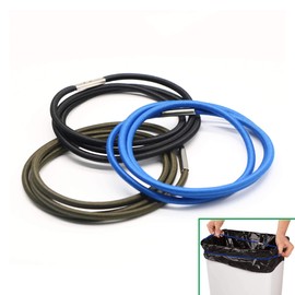 Trash Can Rubber Bands Set of 3, Black, Blue, Olive Green, Fits 13 to 30 Gallon Trash Cans, Hongmed Garbage Can Elastic Bands, Durable Trash Can Bag Holder Straps Good for Home and Office