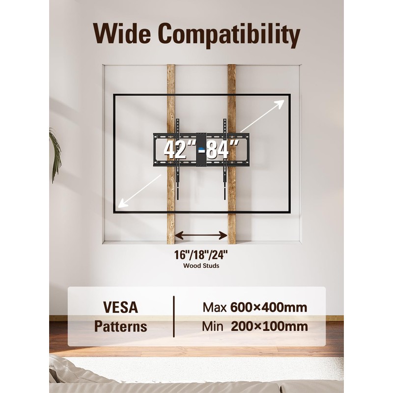 Mounting Dream TV Mount Fixed for Most 42-84 Inch Flat