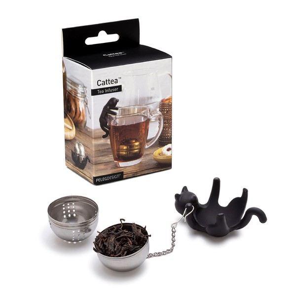 PELEG DESIGN Animal Tea Infuser Cat Stainless Steel Cat Tea Strainer Tea Infuser Black