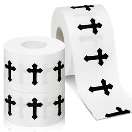 Geiserailie 3 Pcs Christian Cross Athletic Tape 1.5 in x 30 FT Per Roll White Ankle Wrist Sport Tape Religious Bible Verse No Sticky Residue for Athlete Trainer Gymnastic Tennis Boxing Soccer Baseball Football