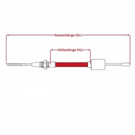 The Drive 2 x Brake Cable Suitable for AL-KO Wheel Brake, Longlife, 26 mm Bell and M8 Thread, Bowden Cable Pulley (HL: 1430 mm/GL: 1640 mm)