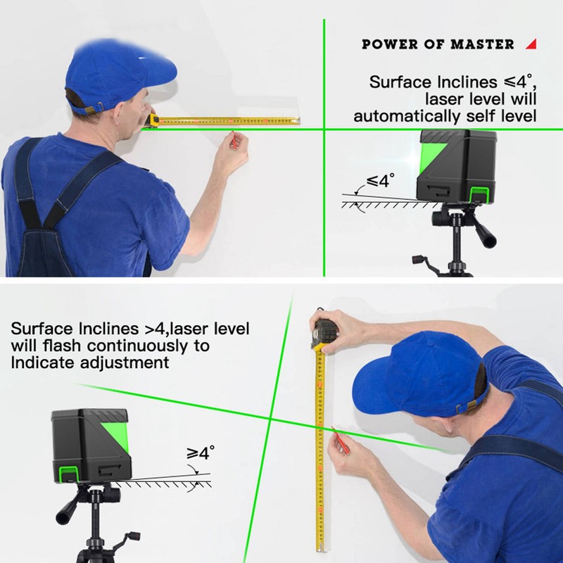 Laser Line Level Tool 5m Range High Visibility 2 Green