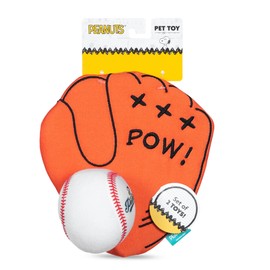 Peanuts for Pets 2-Piece Interactive Dog Toy Set - Durable Canvas Baseball Glove and Ball Toy for Large, Medium, Small Dogs - Fun Fetching and Chew Toy with Crinkle Sound, 7 Inch