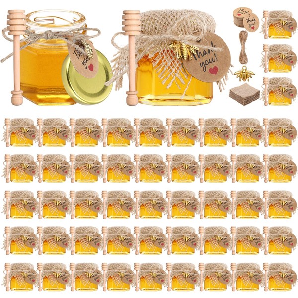 Funnymoom 30 Set Mini Honey Jars 1.5 oz Hexagon Jars