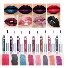 AquaPurity PHOERA Matte to Glitter Flip Lip Gloss Liquid Lipstick Waterproof Glossier Long Lasting Kiss Proof Metallic Sparkle Lips Makeup Moisturiser (110 SURRELL)