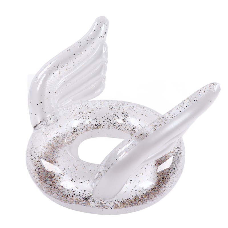 Inflatable Swimming Ring Sequin Swim Angel Wing Shiny Floating Tube