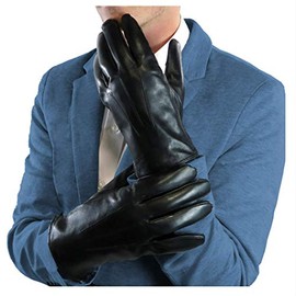 Debra Weitzner Mens Leather Gloves Black Touchscreen Gloves Rabbit Fur Lined XXLarge