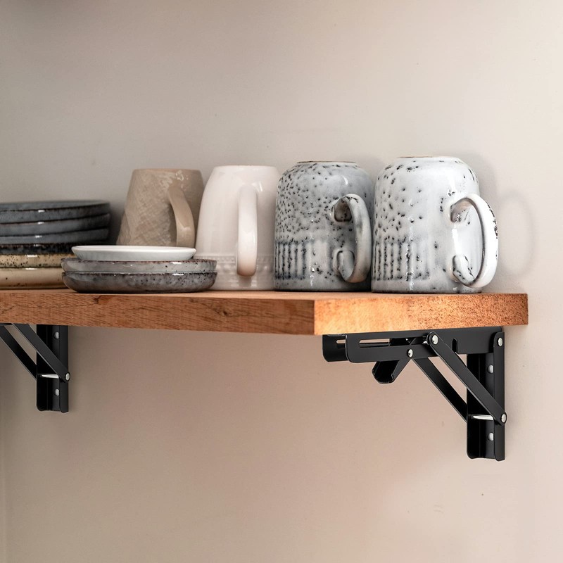 Ravinte Folding Shelf Brackets - Heavy Duty Shelf Brackets Matte