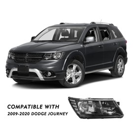 TUSDAR Headlight Assembly Set for 09-20 Dodge Journey Driver and Passenger Side Black Housing Clear Reflector（LH+RH）