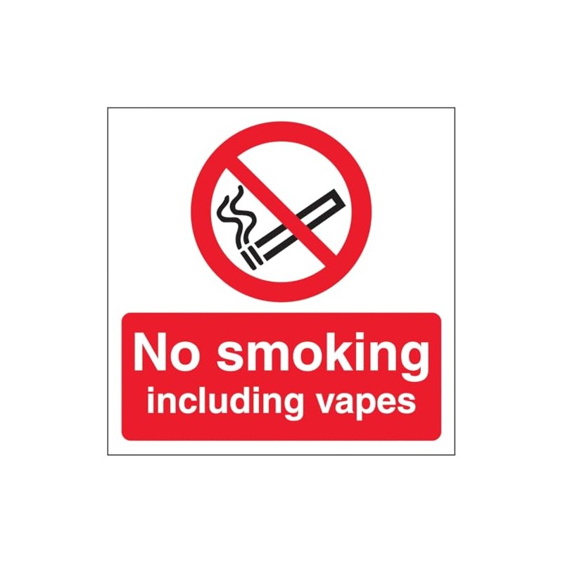 V Safety No Smoking Including Vapes 150 x 150 mm