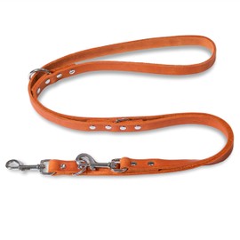 FREUDENTIER Alsterufer Collection Leather Dog Lead 2 m, Adjustable Leather Lead Made of Certified Greased Leather for Small, Medium and Large Dogs, Alsterufer Collection (Sunset Orange, 20 mm Wide)