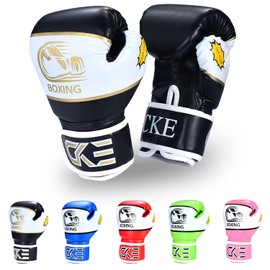 CKE Kids Boxing Gloves for Kids Boys Girls Junior Youth Toddlers Age 5-12 Years Training Boxing Gloves for Punching Bag Kickboxing Muay Thai (Red/Black)