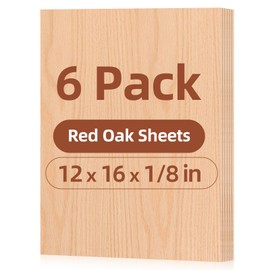 Rowood 6 Pack Oak Plywood Sheets 1/8,12x16x1/8inch,3mm Thin Unfinished Craft Wood for Laser Cutting Blanks,DIY Adult Project Kits for DIY Ornaments,Architectural Model