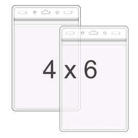 WTQ 50 Pack Waterproof Passport Holder(Extra Large, Fit 4x6 in Insert), Vertical Name Badge Holder, Vinyl Plastic VIP Badge Holder, Clear Back Stage Badge Holder Bulk